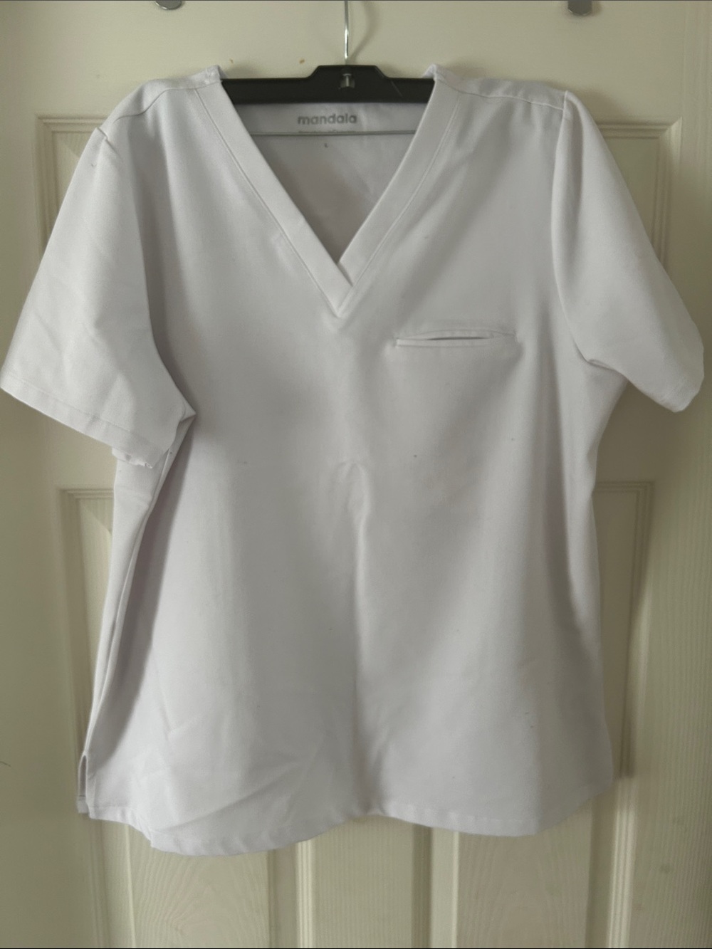 Mandala White V-Neck Womens scrub Shirt